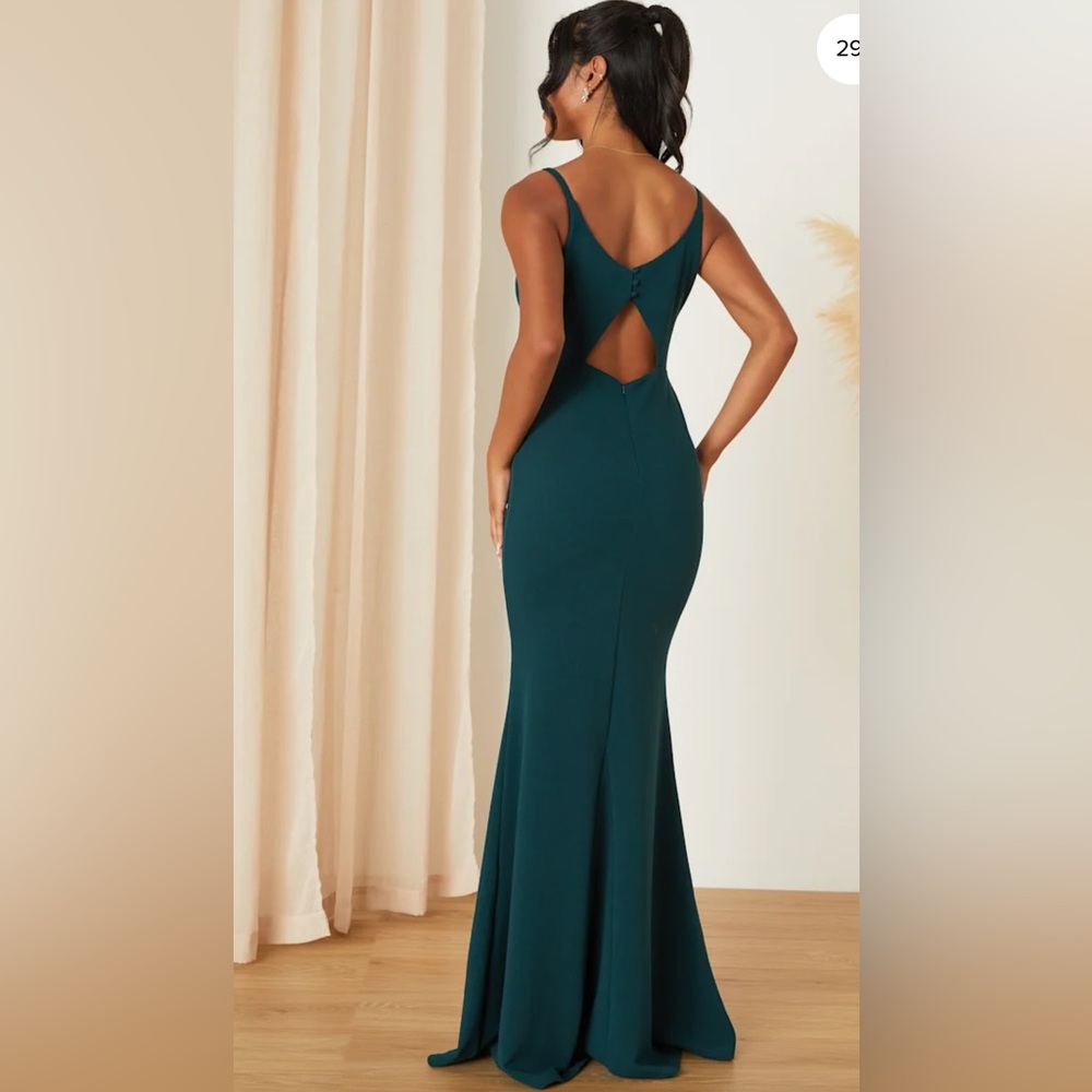 Lulus Moments Of Bliss Forest Green Backless Mermaid Maxi Dress size M